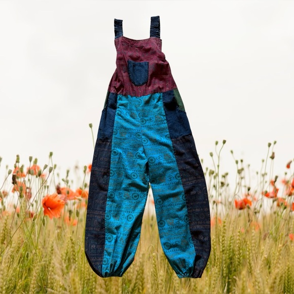 Kathmandu Imports Patchwork Harem Jumpsuit Overalls - Picture 2 of 16